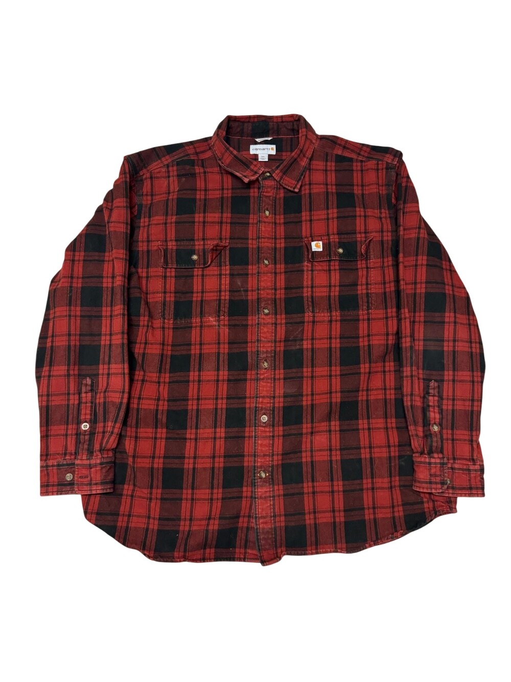 Carhartt Shirt Mens 2XL Red Plaid Flannel Long Sleeve Button Front Workwear